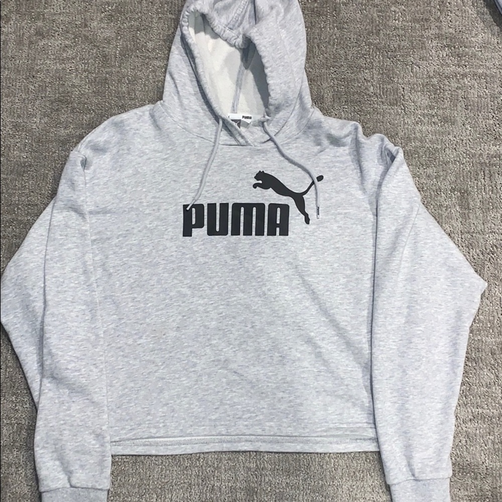 PUMA cropped hoodie grey